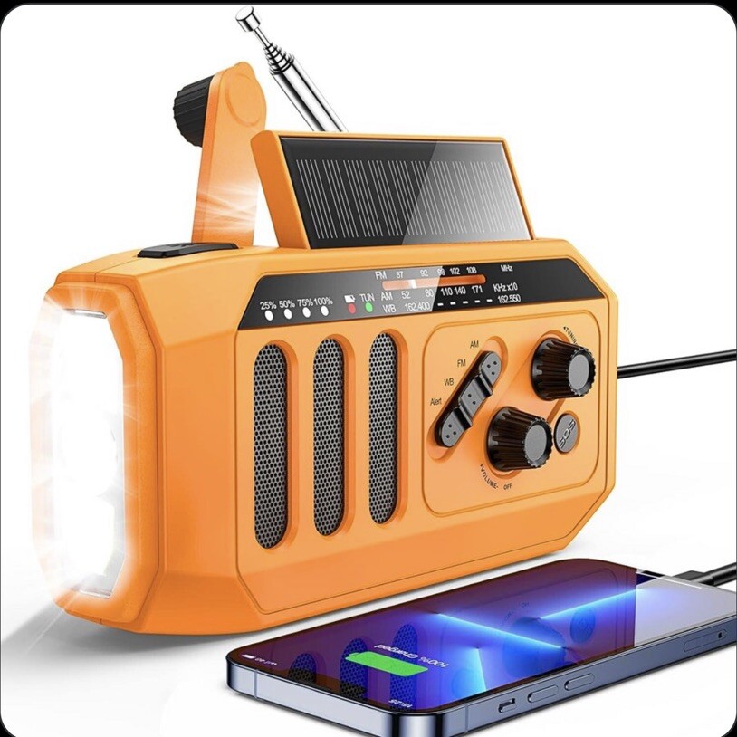 5000mAh Hand Crank Emergency Solar Weather Radio Power Bank Charger SOS Flashing