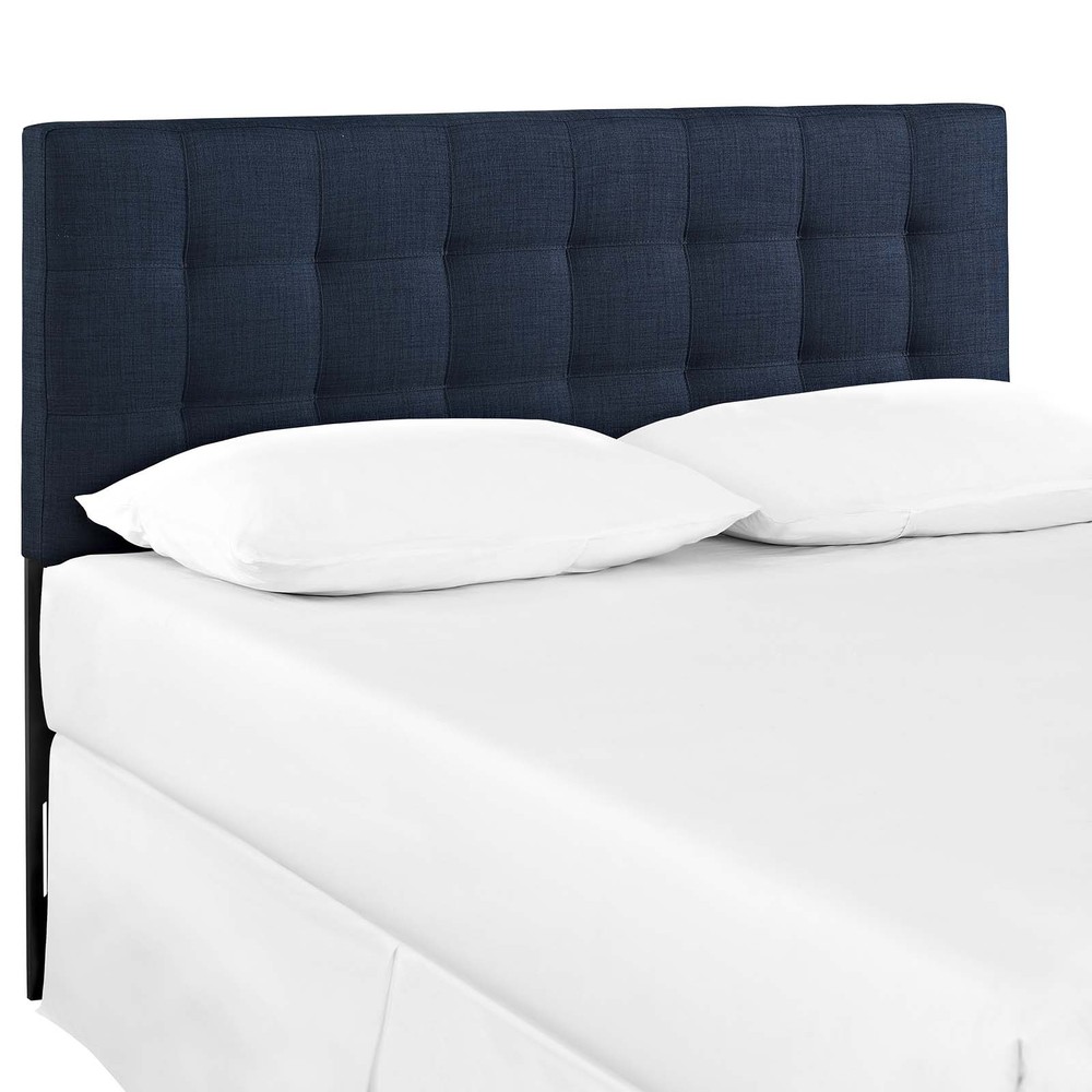 Navy Lily Full Upholstered Fabric Headboard with Soft Padding