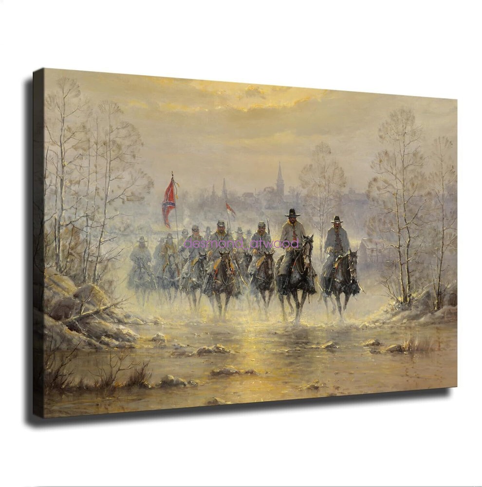 Confederate Army Cavalry Civil War Poster Canvas Painting Wall Art Picture