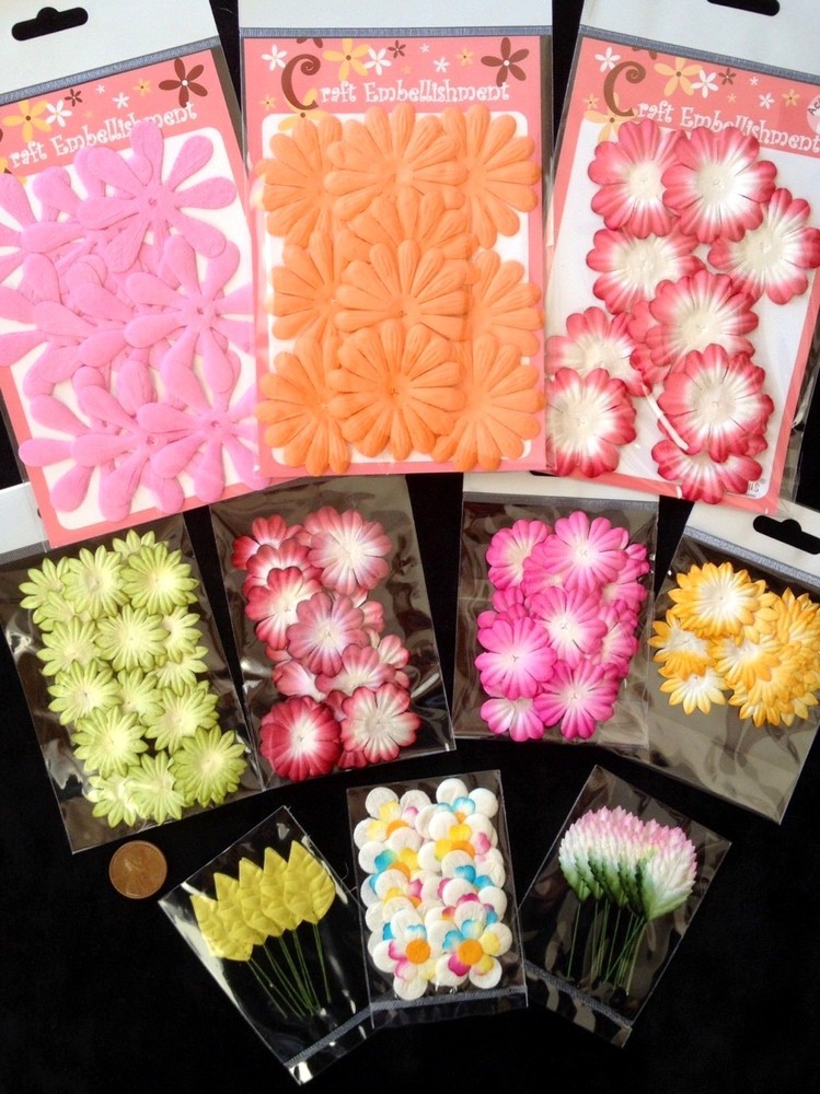 138 Flowers leaves Lot assortment Petal Leaf Handmade Mulberry Paper tropical 9
