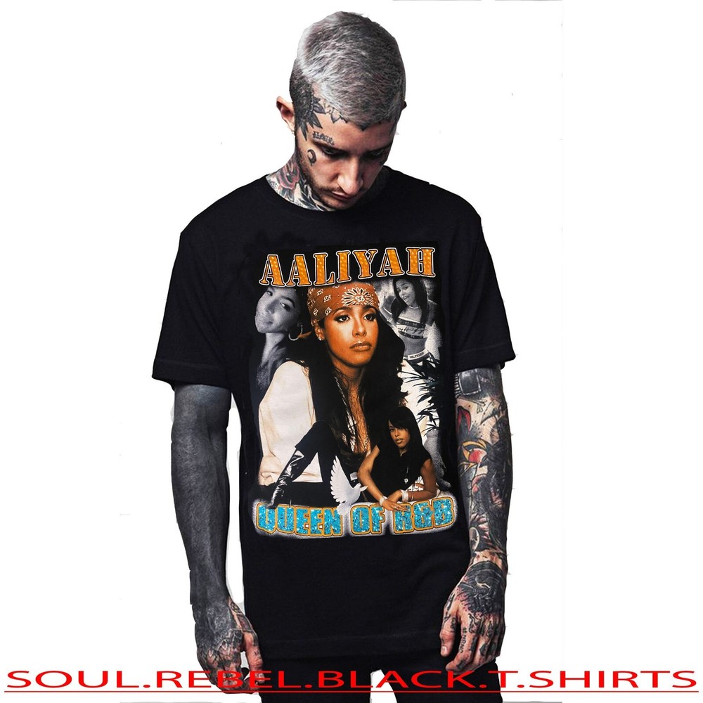 AALIYAH THE QUEEN RAP HIP HOP BLACK  T SHIRTS-image