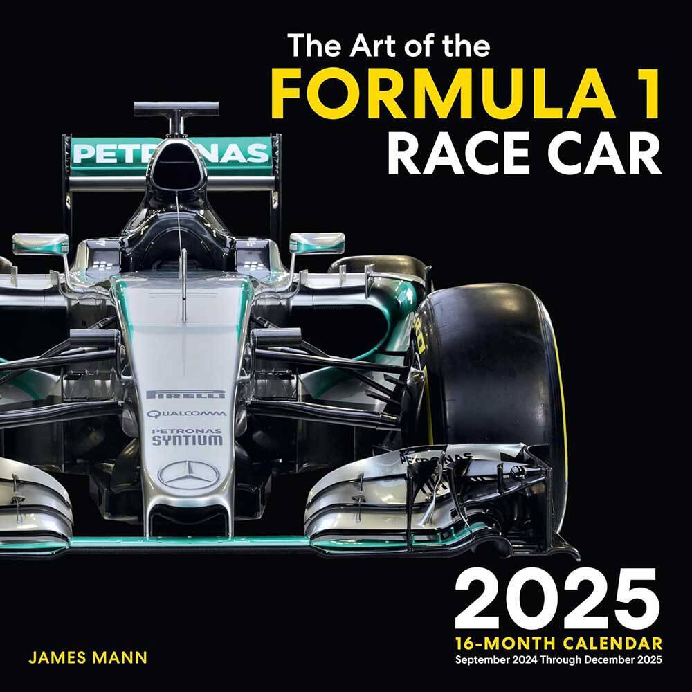 2025 Formula 1 Race Car Art 16-Month Calendar Sept 2024-Dec 2025