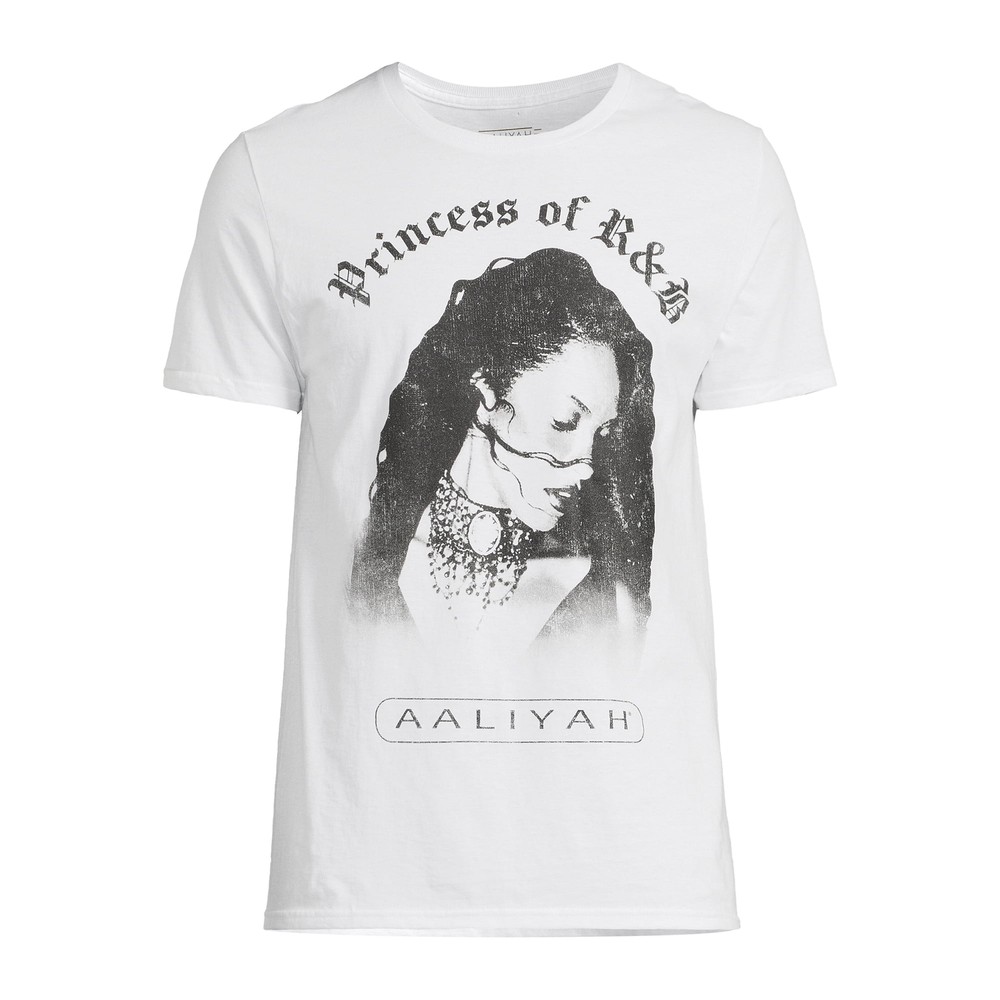 Aaliyah Princess of R&B Men's White Graphic Short Sleeves T-Shirts Tee: XL-3XL-image