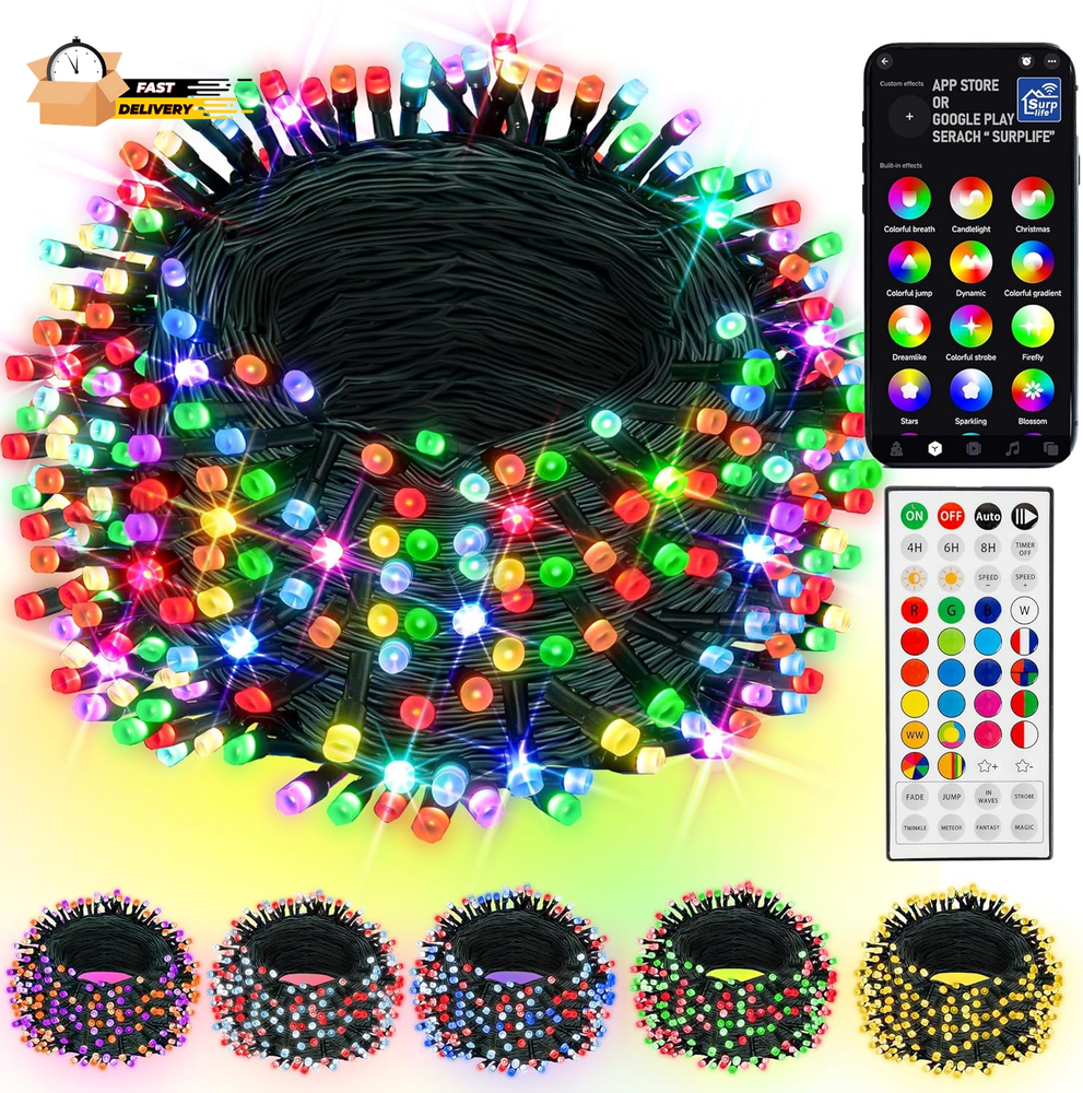 Smart Color Changing Christmas Lights, 66FT 200 LED RGB String Lights with Remot