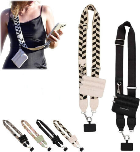 Phone Strap with Zippered Pouch Cross Body Phone String with Zipper Wallet Pouch