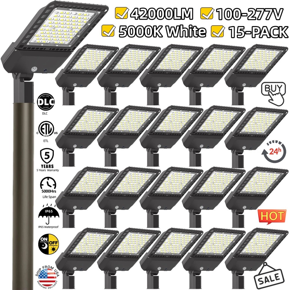 300W LED Parking Lot Lights-39000LM 5000K LED Shoebox Light with Photocell 20pcs