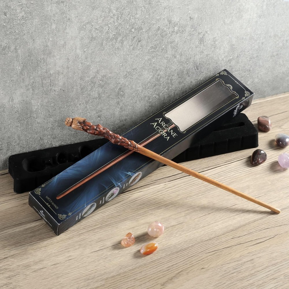 14 3/8 Inch Resin Owl Magic Wand Wizard Prop Collectible for Enthusiasts
