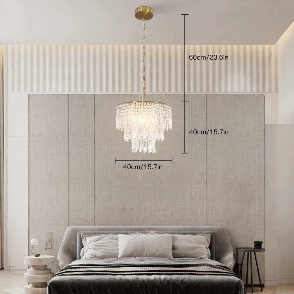 Modern Elegant Crystal Chandelier Lighting Pendant Ceiling Lamp Fixtures 15.7