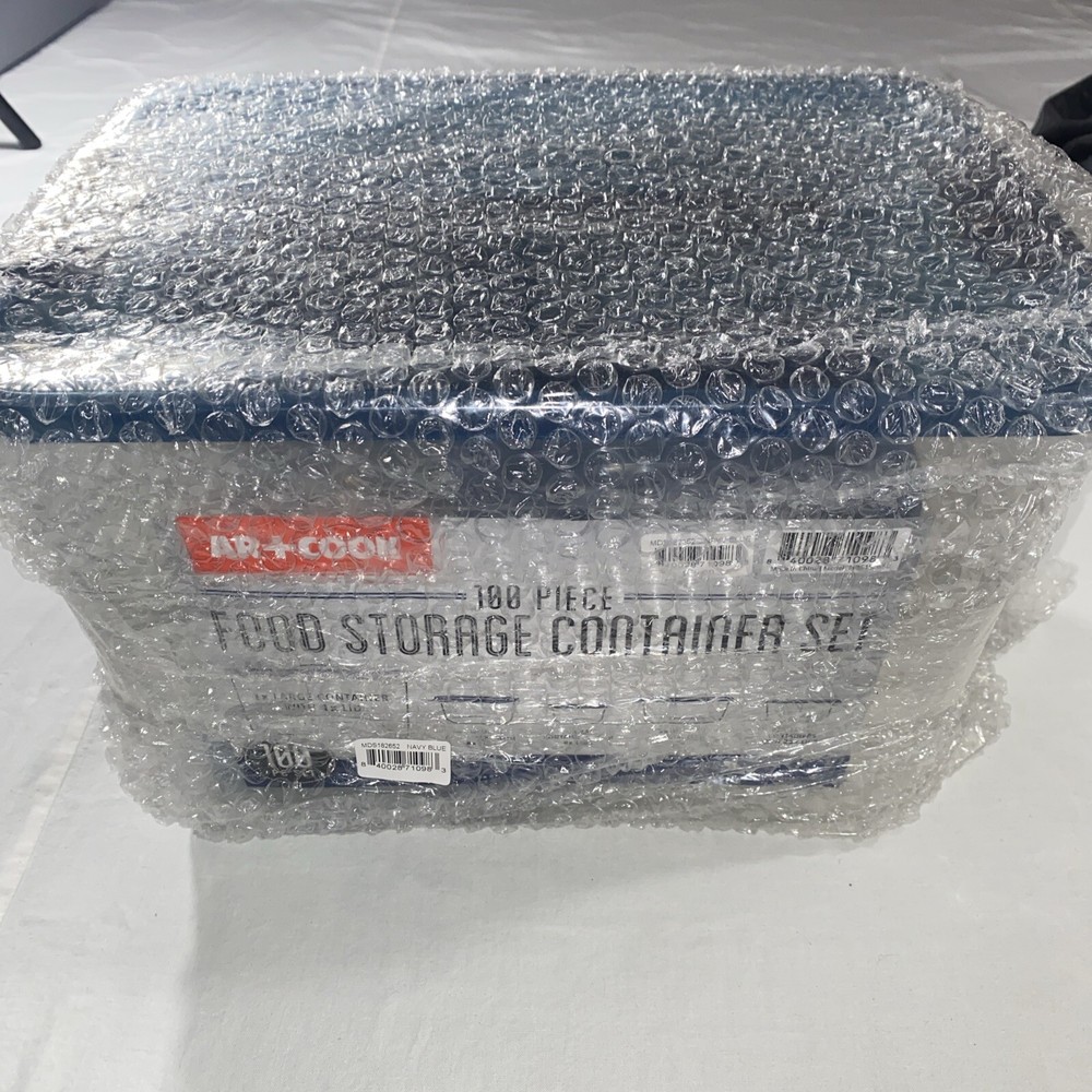 AR Cook 100-Piece Blue Food Storage Container Set New Unopened