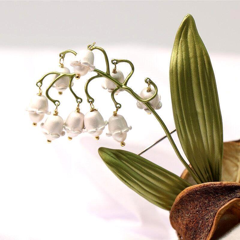 Leaf Lily of Valley Flower Corsage Brooch Pin Woman Accessories Brooches Jewelry