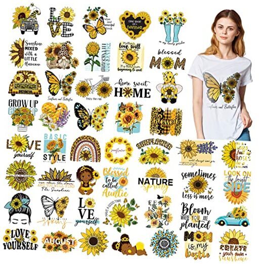 48 Pcs Iron on Decals for Clothing Heat Transfer Stickers Iron on Decals