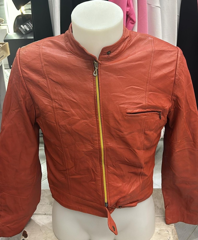 Efe Genuine Leather Jacket for Women Size 40 Orange LLD183