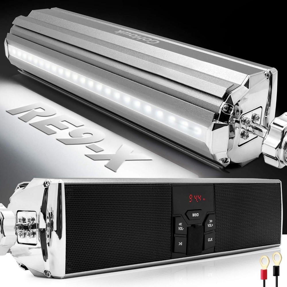 GoHawk RE9-X Gen.3 Waterproof Bluetooth Motorcycle Stereo Speakers LED Soundbar