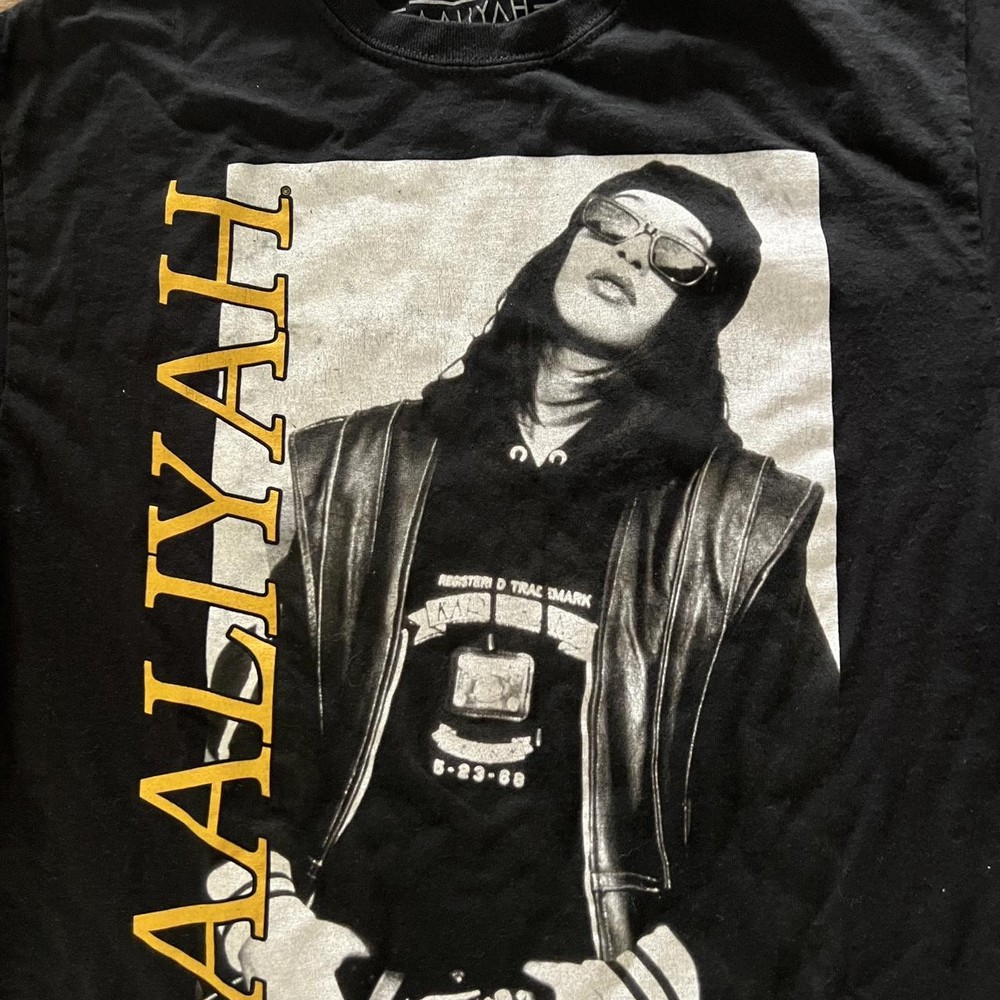 Aaliyah Ripple Short Sleeve T-Shirt Mens Medium Black QT642-image