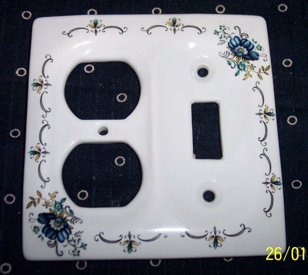 Abigail Adams Blue Flower Toggle  Socket Porcelain Wall Light Switch Cover-image