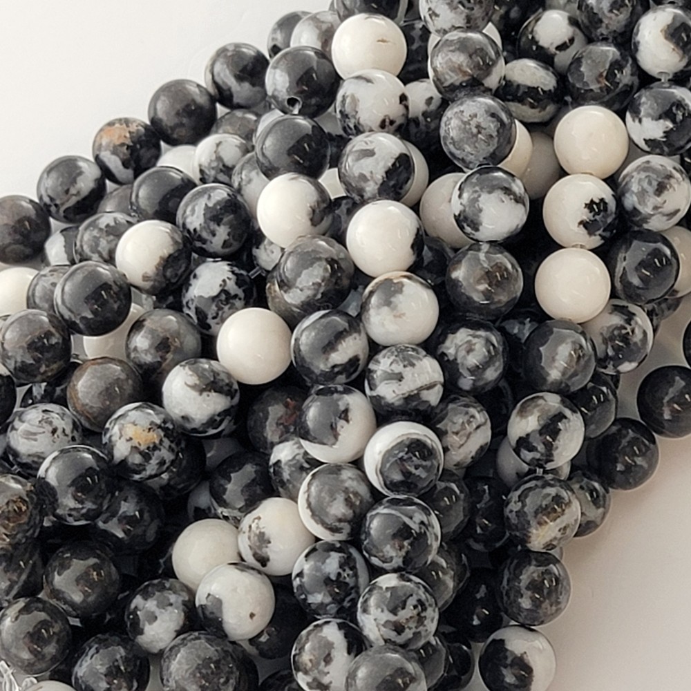 Natural Black White Zebra Jasper Smooth Round Beads 4mm 6mm 8mm 10mm Gemstone