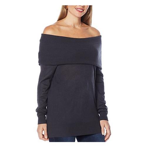 Colleen Lopez Convertible Neck Pullover Sweater (CHARCOAL GRAY, LARGE) 763964