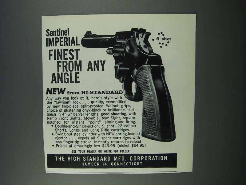 1962 High Standard Sentinel Imperial Revolver Gun Ad