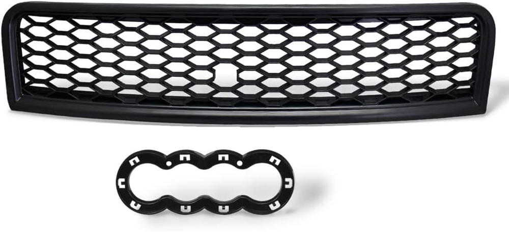 Glossy Black RS Honeycomb Mesh Front Bumper Grille Guard ABS with Embossed Logo