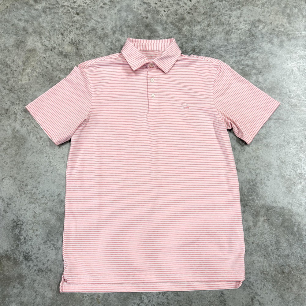 Vineyard Vines Polo Shirt Mens Small Pink Stripe Golf Performance Short Sleeve