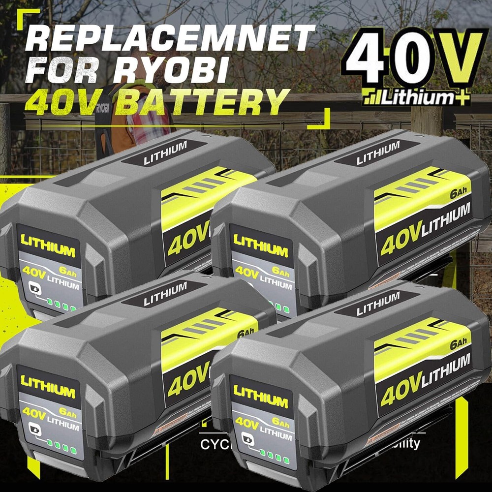 4Pack For Ryobi 40V Lithium-Ion Compact Battery 6.0Ah 40Volt OP40601 OP40602 NEW