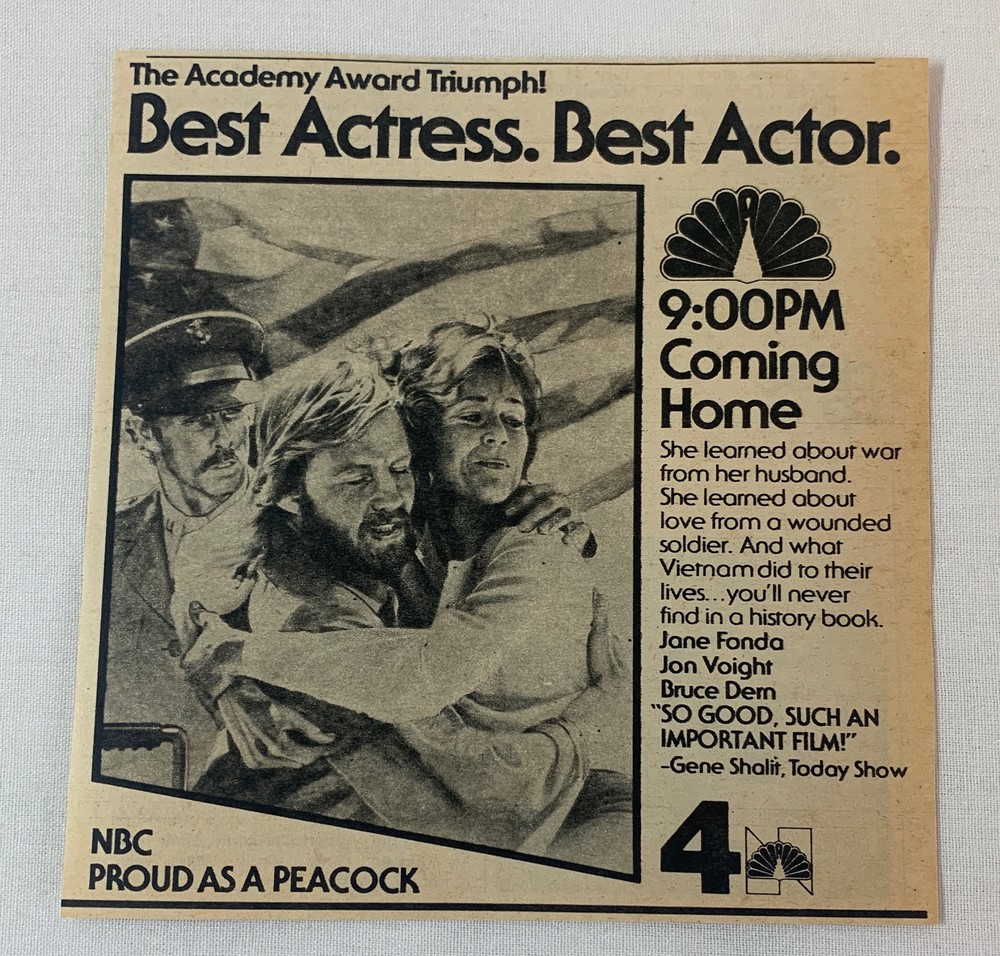 1979 NBC TV ad for Coming Home starring Jon Voight Jane Fonda Bruce Dern
