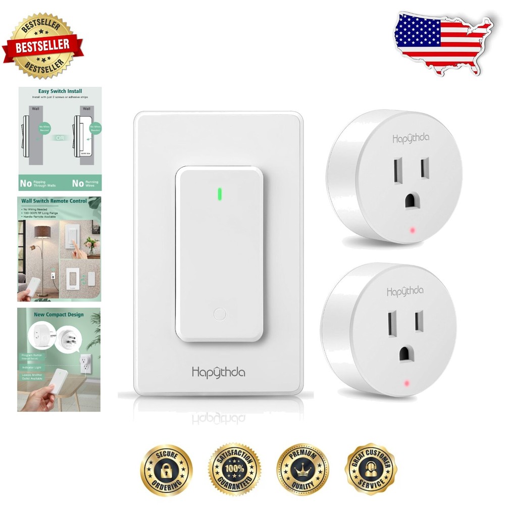 Portable 15A Wireless Remote Outlet for Easy Home Wall-Mounted Power Control