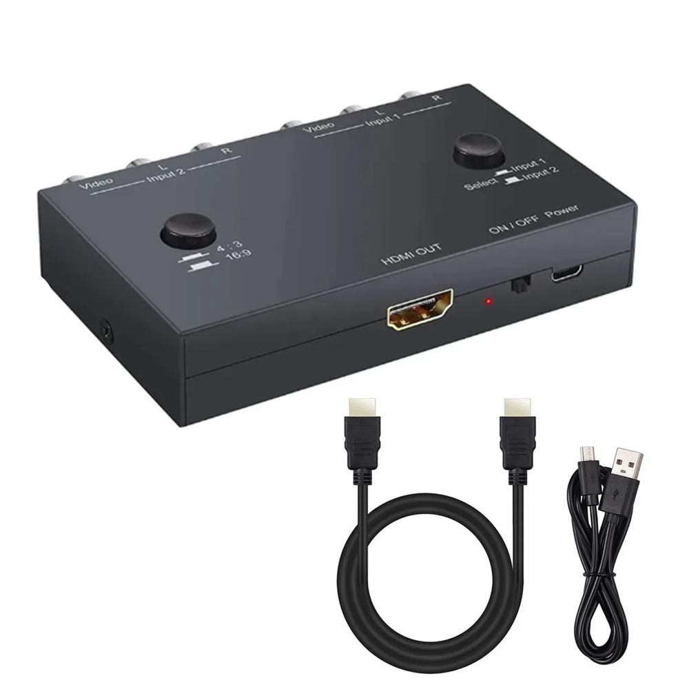 2-Port AV to HDMI Converter with Dual RCA Inputs, 1080p 60Hz Output