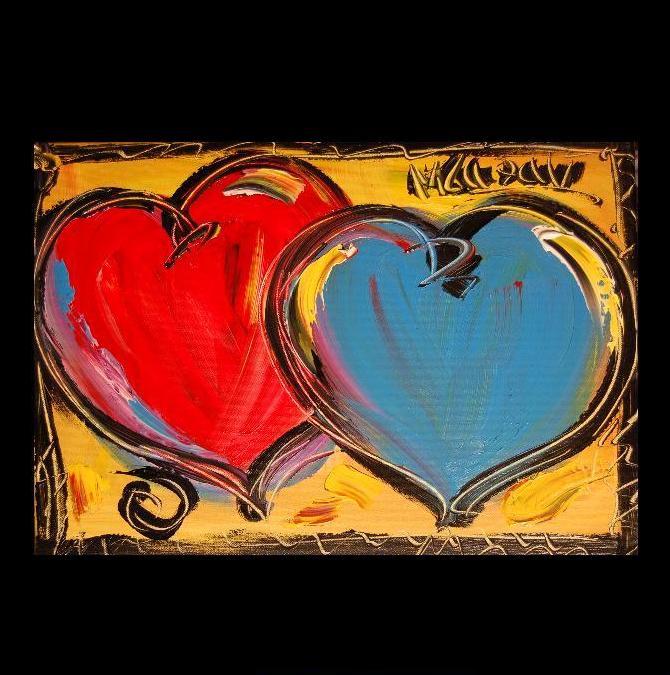 ART  Impasto Abstract  HEARTS CANVAS ORIGINAL PAINTING