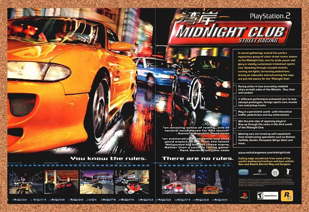 Authentic 2002 Rockstar Midnight Club PS2 Original Print Ad Promo-image