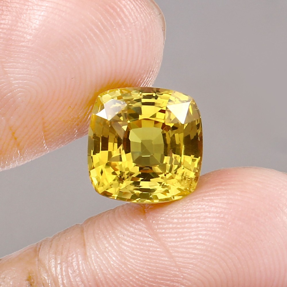 AAA Quality 10x10mm Natural Ceylon Yellow Sapphire Loose Cushion Cut Gemstone-image