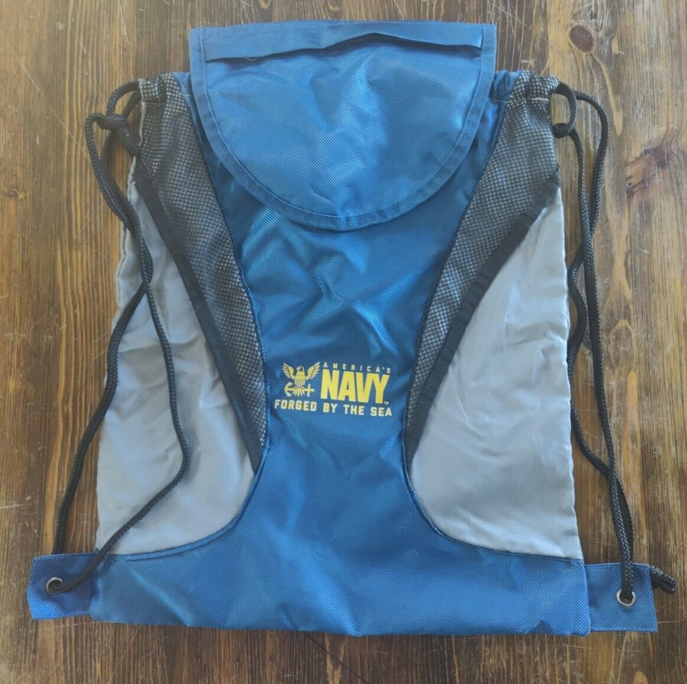 America’s Navy Forged By The Sea Blue Grey Black Small Light Nylon Backpack