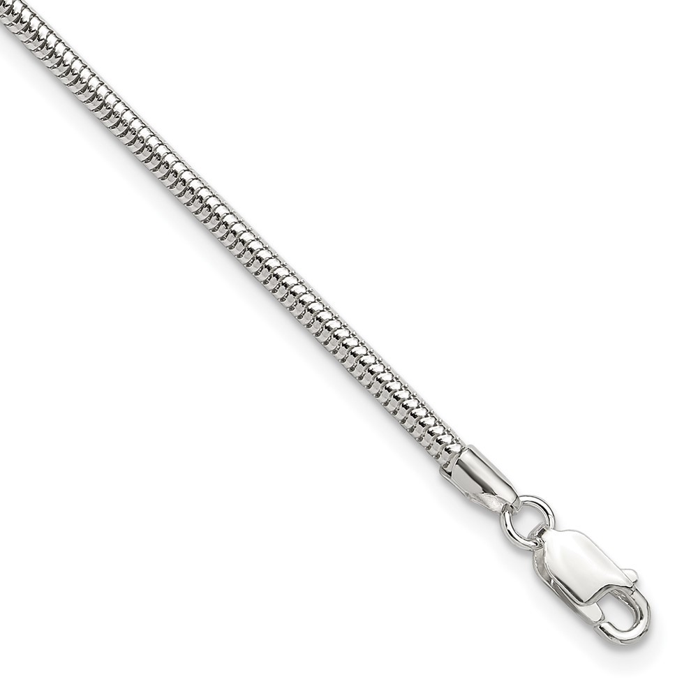 Sterling Silver 2.5mm Snake Chain Anklet 10 Inch w/1in Extension 5.67g