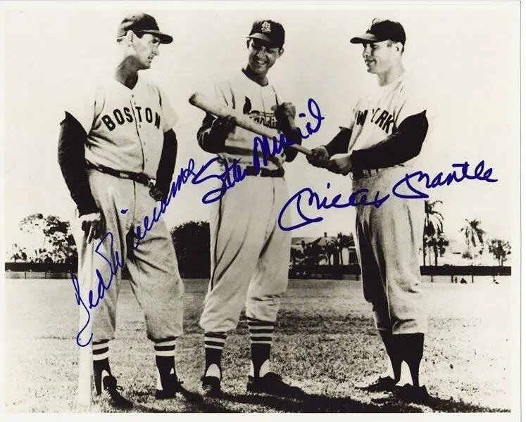 Vintage 8x10 Photo Print of Ted Williams Stan Musial Mickey Mantle