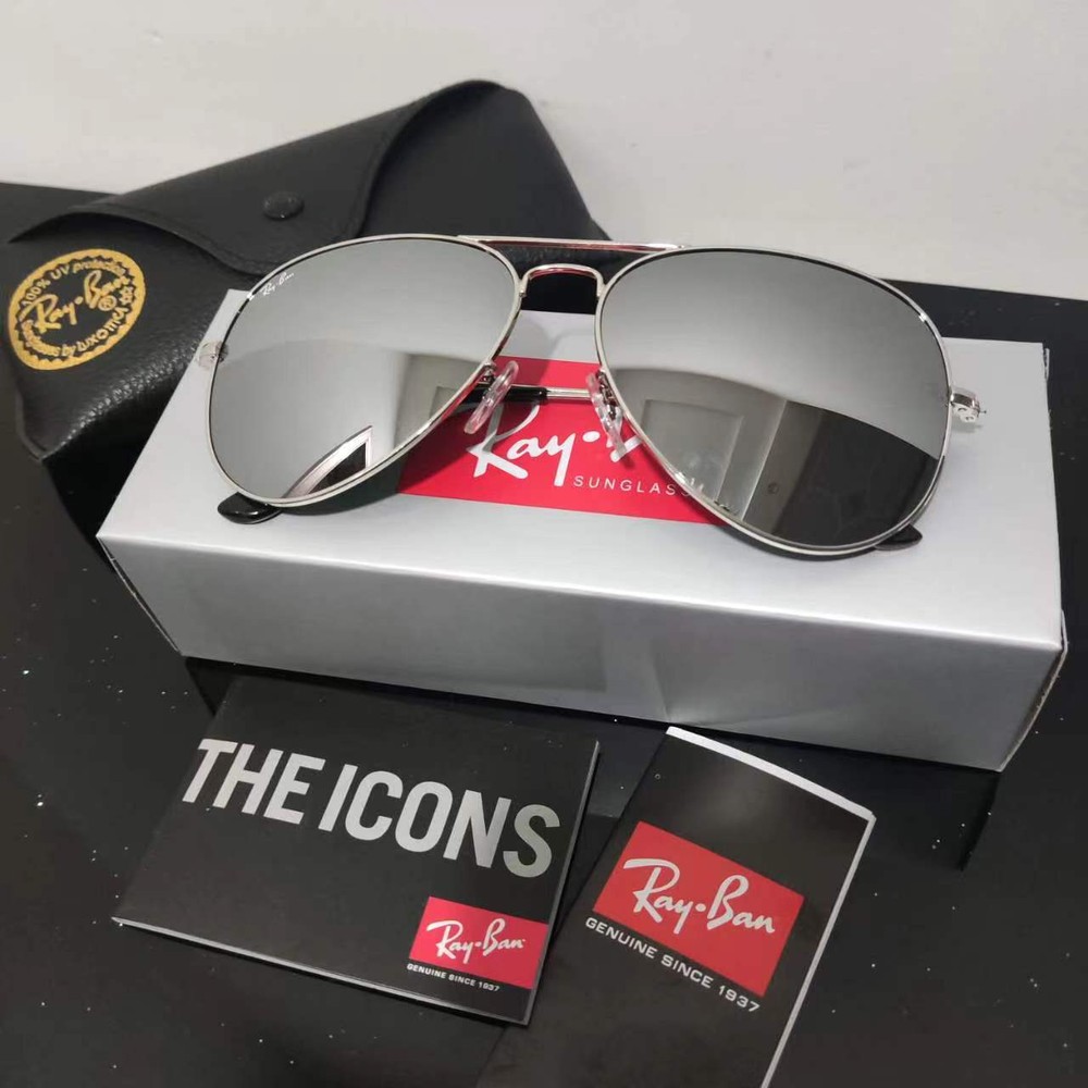 RAY-BAN RB3026, aviator sunglasses , Silver Frame/Large 62mm Silver Lens