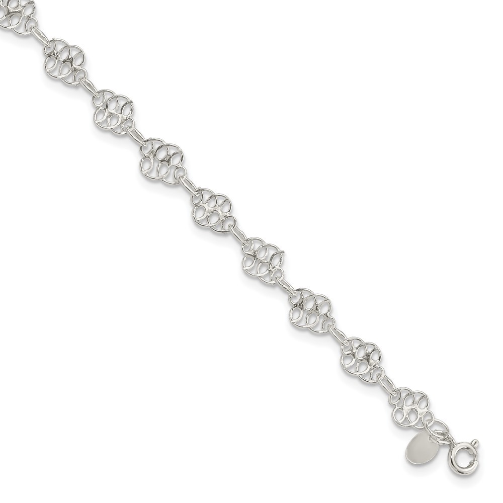 Sterling Silver Polished Women's Anklet 9 Inch 4.73 Grams