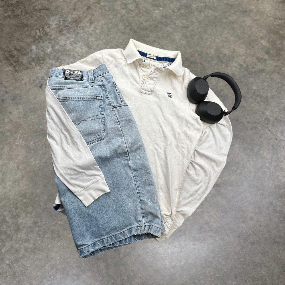 Abercrombie & Fitch Mens Muscle Fit Polo Shirt White Embroidered Moose Size M-image