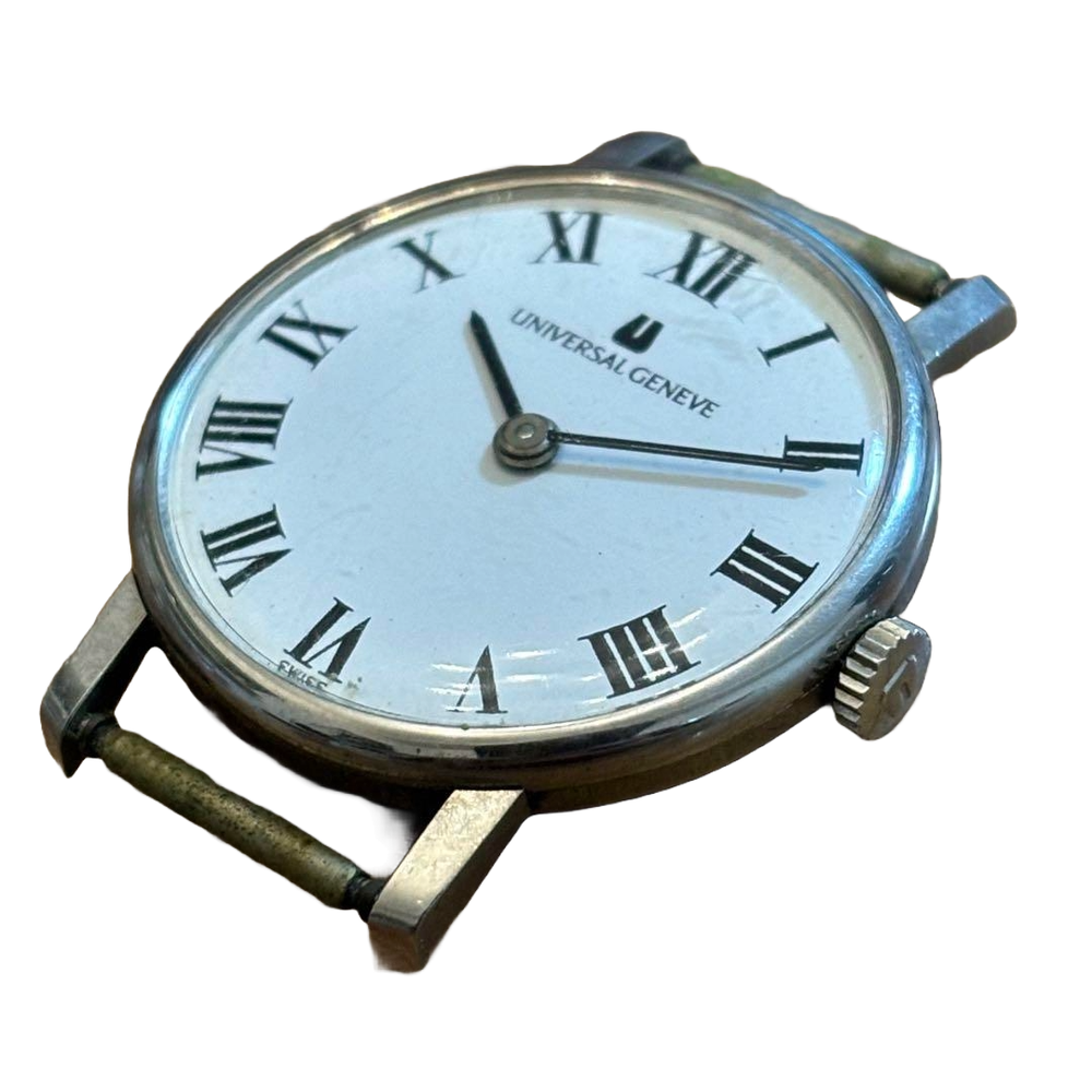 UNIVERSAL GENEVE Women’s Watch Manual Winding Analog Round White Vintage Japan