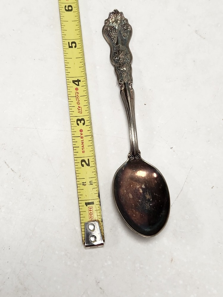 RING SPOON - ABCO MOSELLE  Silverplate Spoon Pat.4.10-06 Ornate Grape Leaf-image