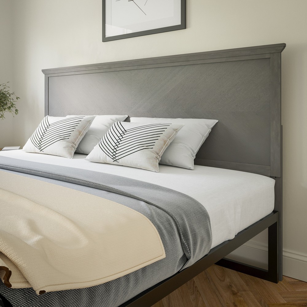 Roseto FFIF95058 Dion King Rubberwood Grey Pattern Headboard