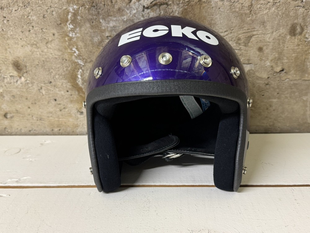 NEW Old School ECKO BMX HELMET Open Face 5-Snap Purple Medium Echo Racing 1980s