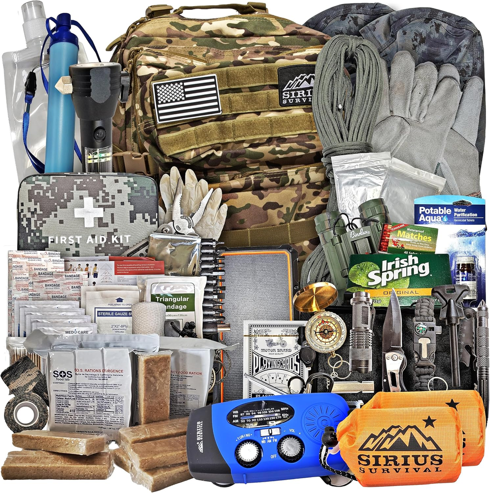 Sirius: Pre-Packed Bug Out Bag - 72 Hour Kit for 2 People - Bugout Backpack Surv