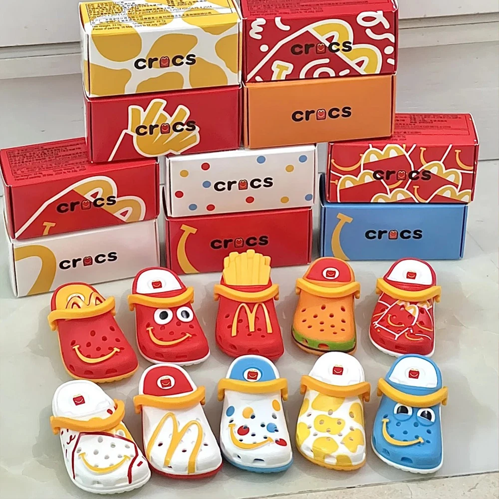 10 PCS Cute 2024 McDonald's Mini Crocs Keychain Happy Meal Toys Completed Set