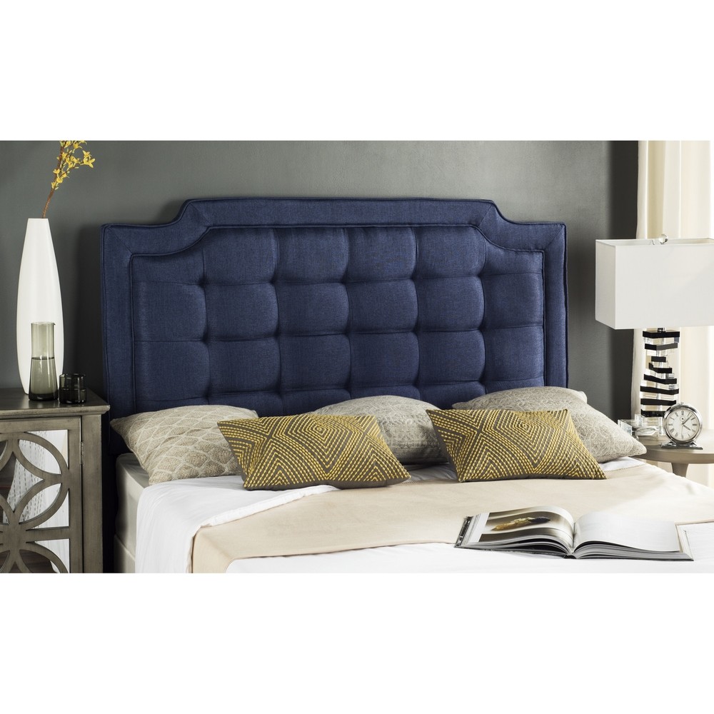 SAFAVIEH Saphire Navy Upholstered Tufted Headboard (Queen) Navy 61.8