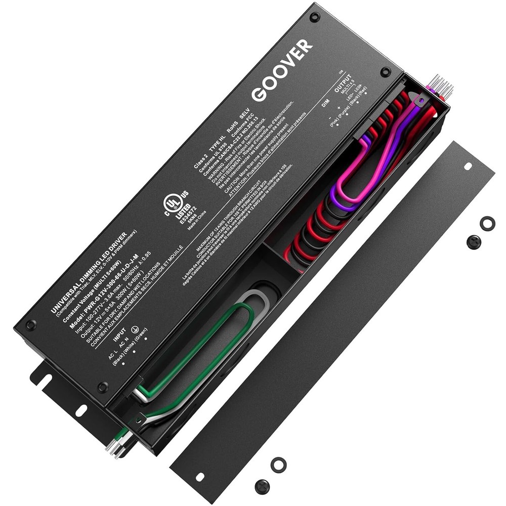 Premium UL Listed 300W Dimmable LED Power Supply with 5 Channels and IP67 Rating