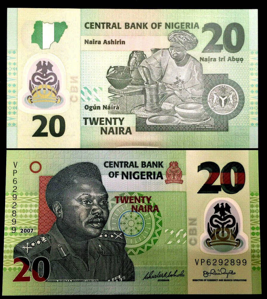 Nigeria 20 Naira 2007 Polymer Banknote World Paper Money UNC Currency Bill Note