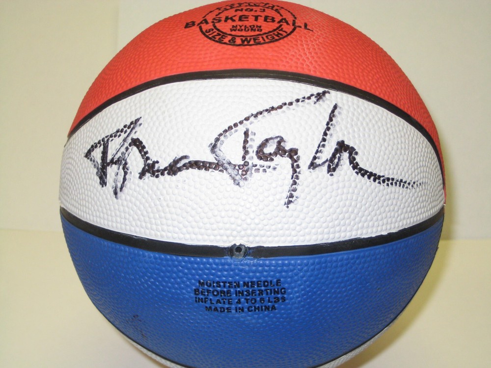 ABA NBA GREAT BRIAN TAYLOR NETS AUTOGRAPHED RED,WHITE & BLUE BALL COA FREE SHIP!-image
