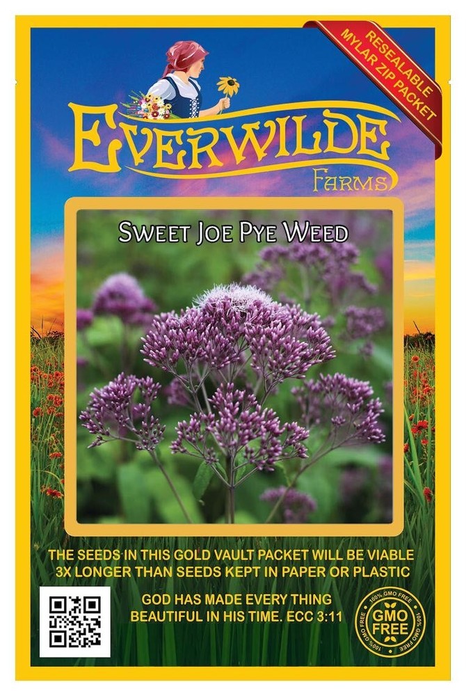 800 Sweet Joe Pye Weed Wildflower Seeds - Everwilde Farms Mylar Seed Packet