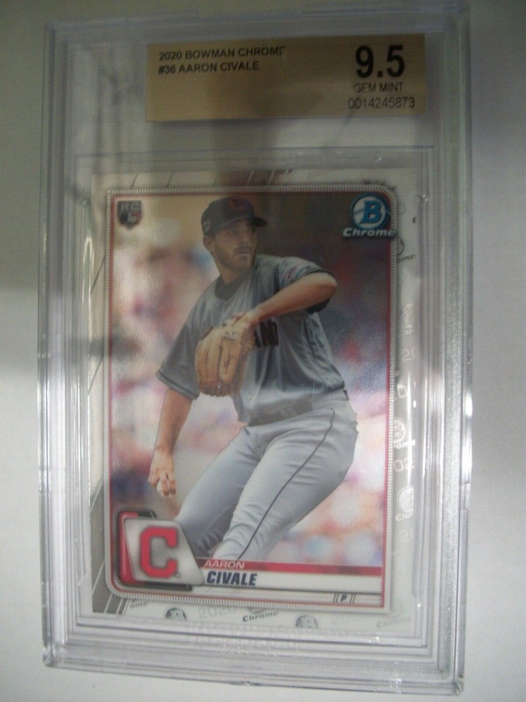Aaron Civale 2020 Bowman Chrome BGS 9.5 Gem Mint Indians Rookie Card #36-image