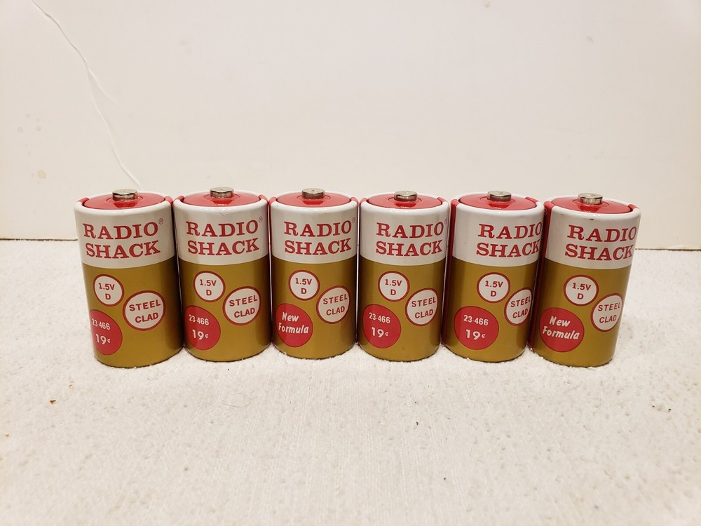 6-Vintage Radio Shack D Batteries  Steel Clad New Formula 70s Japan